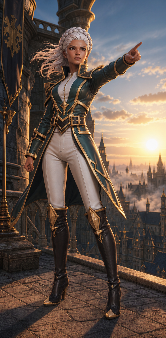 Sunrise inspection from the east tower. The banner flies. The watch holds.