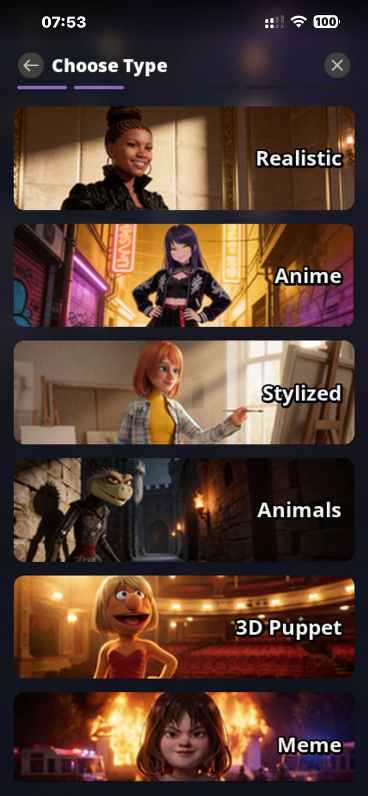 Vizlings guided creation visual type choice