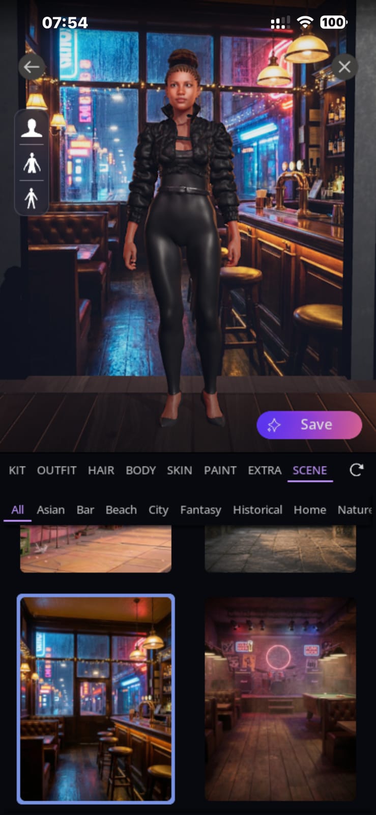 Vizlings avatar editor scene selection