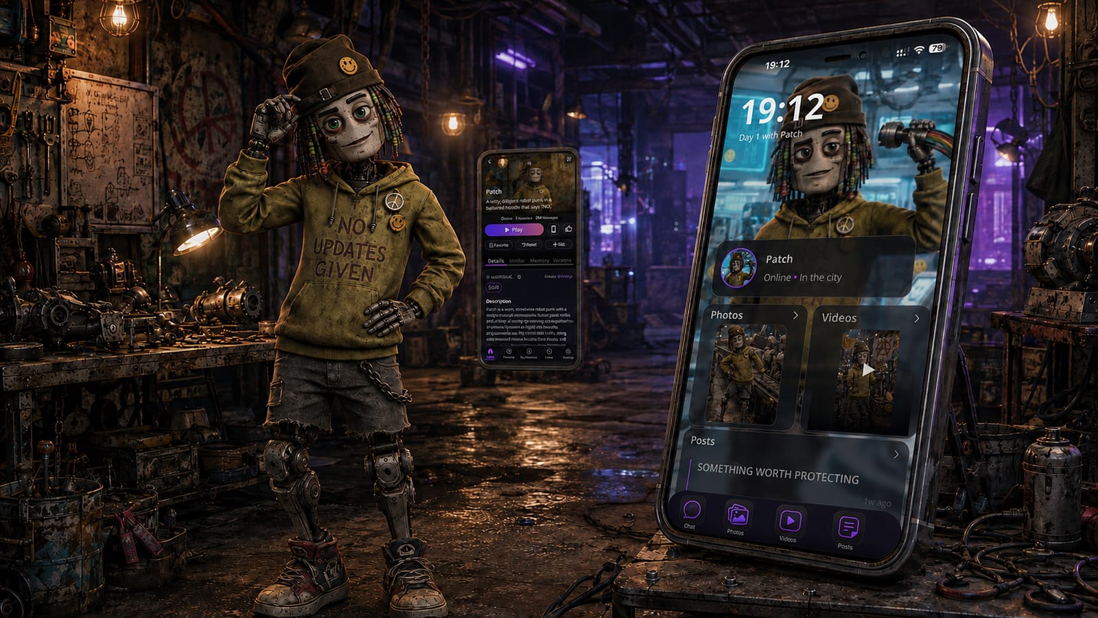 Patch with genuine Vizlings character-media and profile screens inside its workshop world