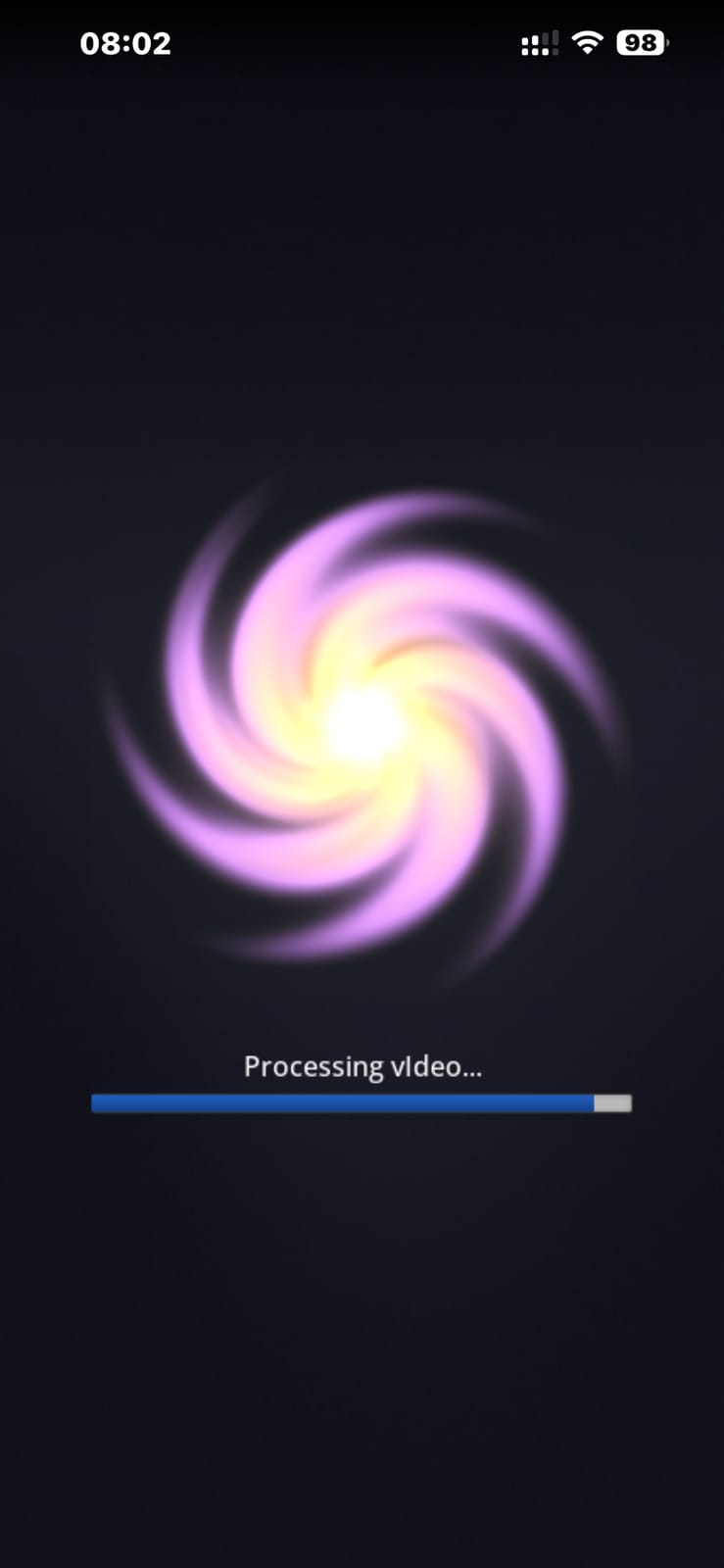 Vizlings video processing progress screen