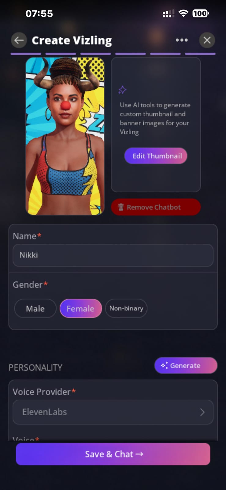 Vizlings identity and personality form